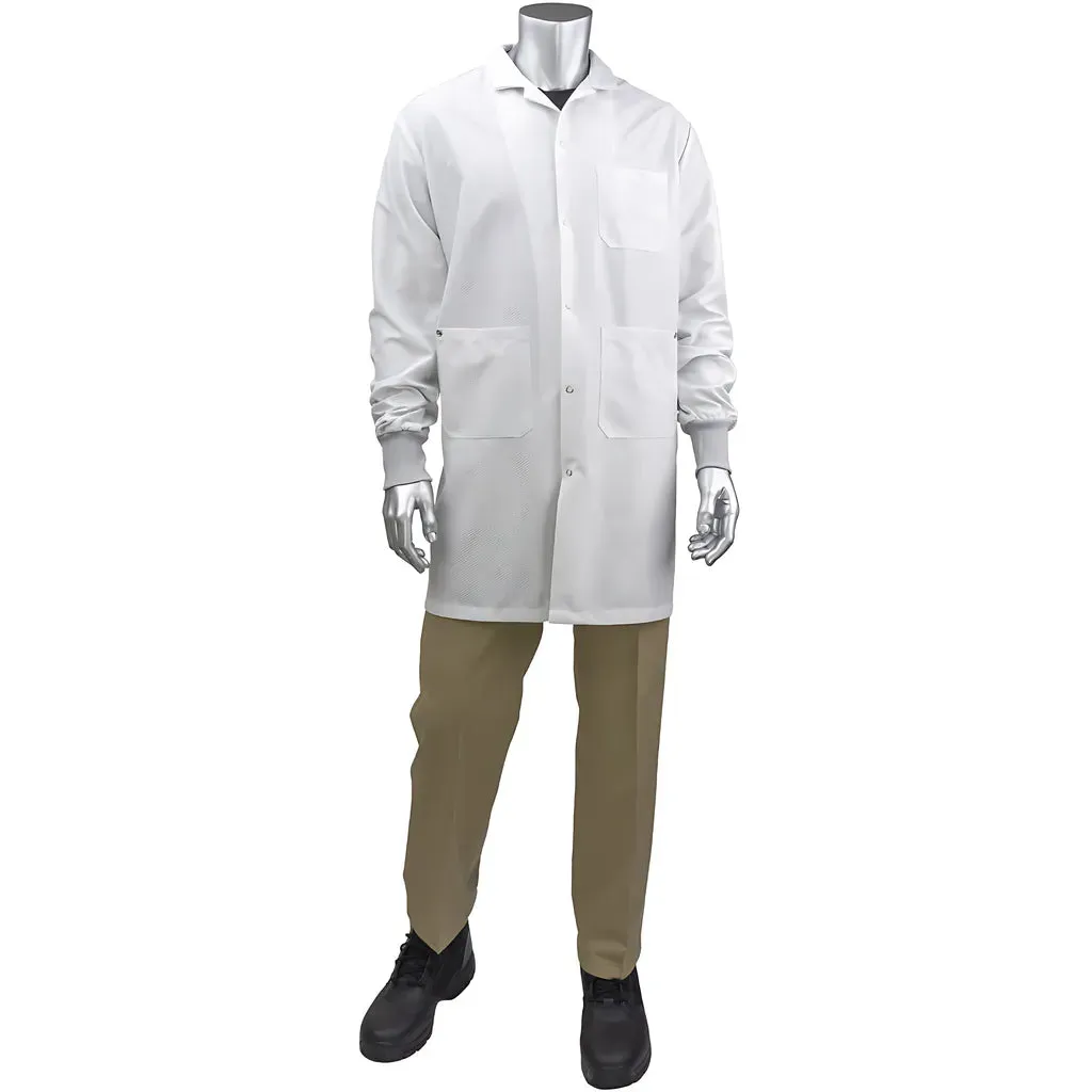 Uniform Technology BR51C-47WH-2XL StatMaster Long ESD Labcoat - ESD Knit Cuff