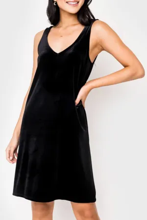 Velvet Luxe Double V Shift Dress