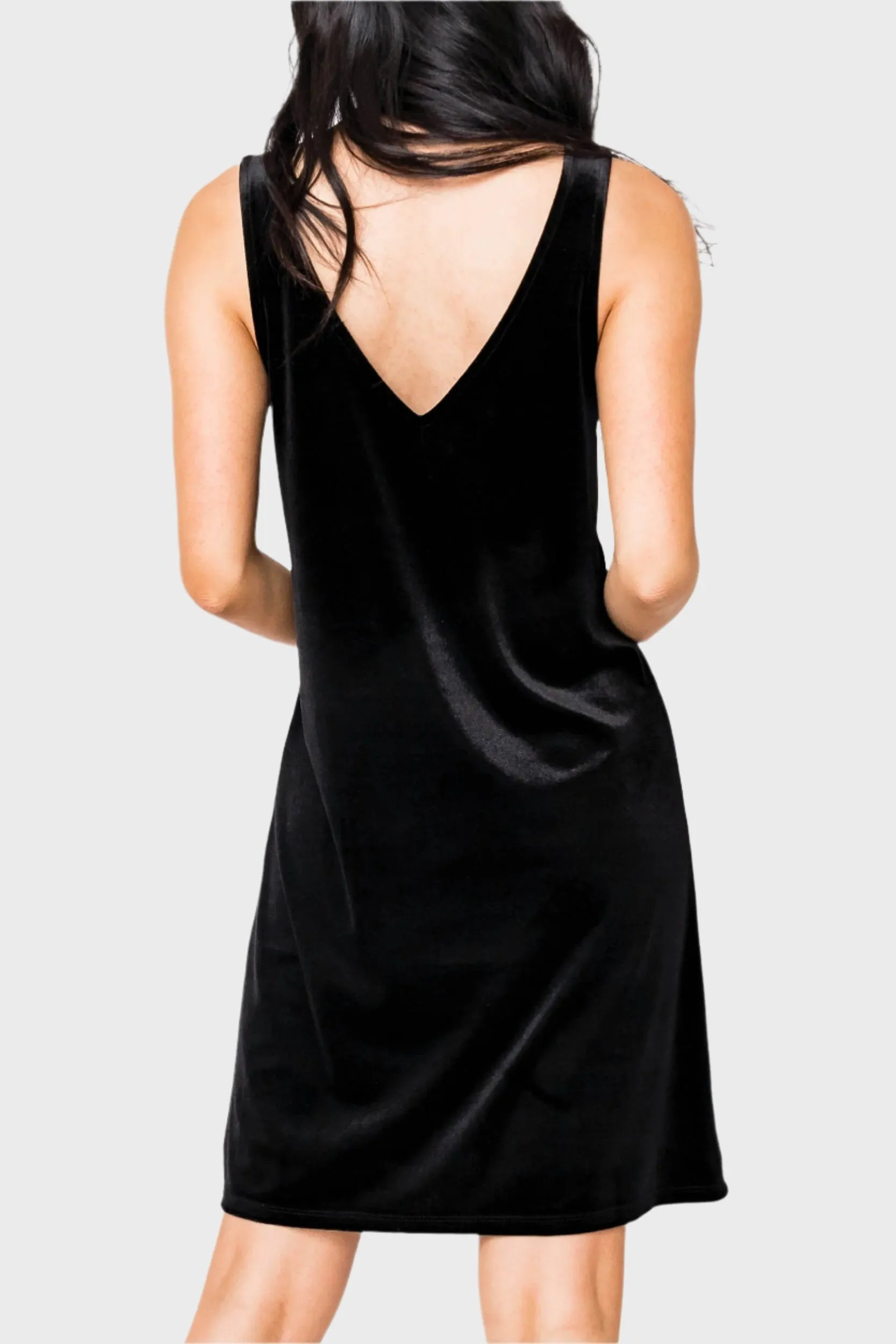 Velvet Luxe Double V Shift Dress