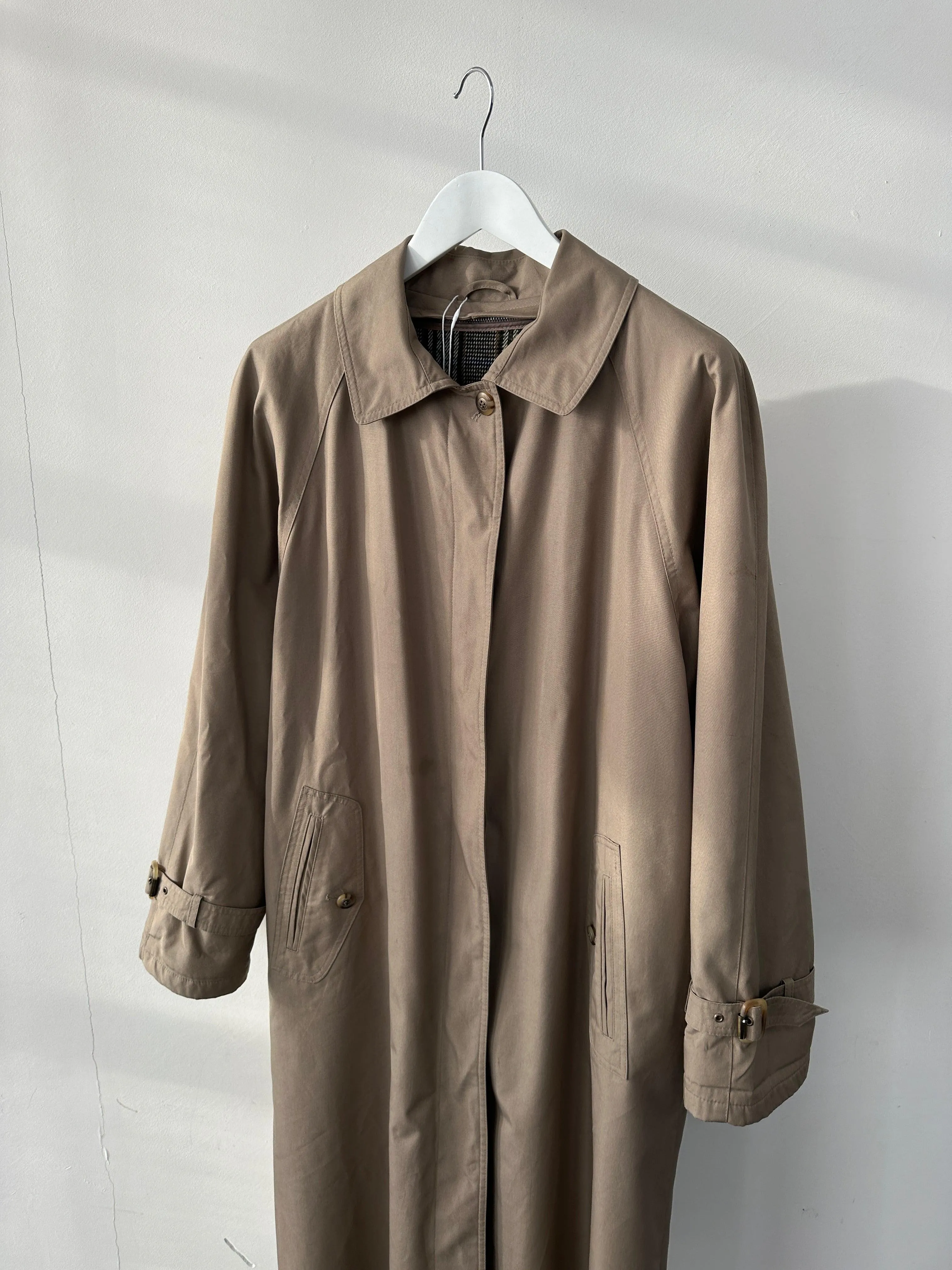 Vintage Water Resistant Concealed Placket Trench Coat - M/L