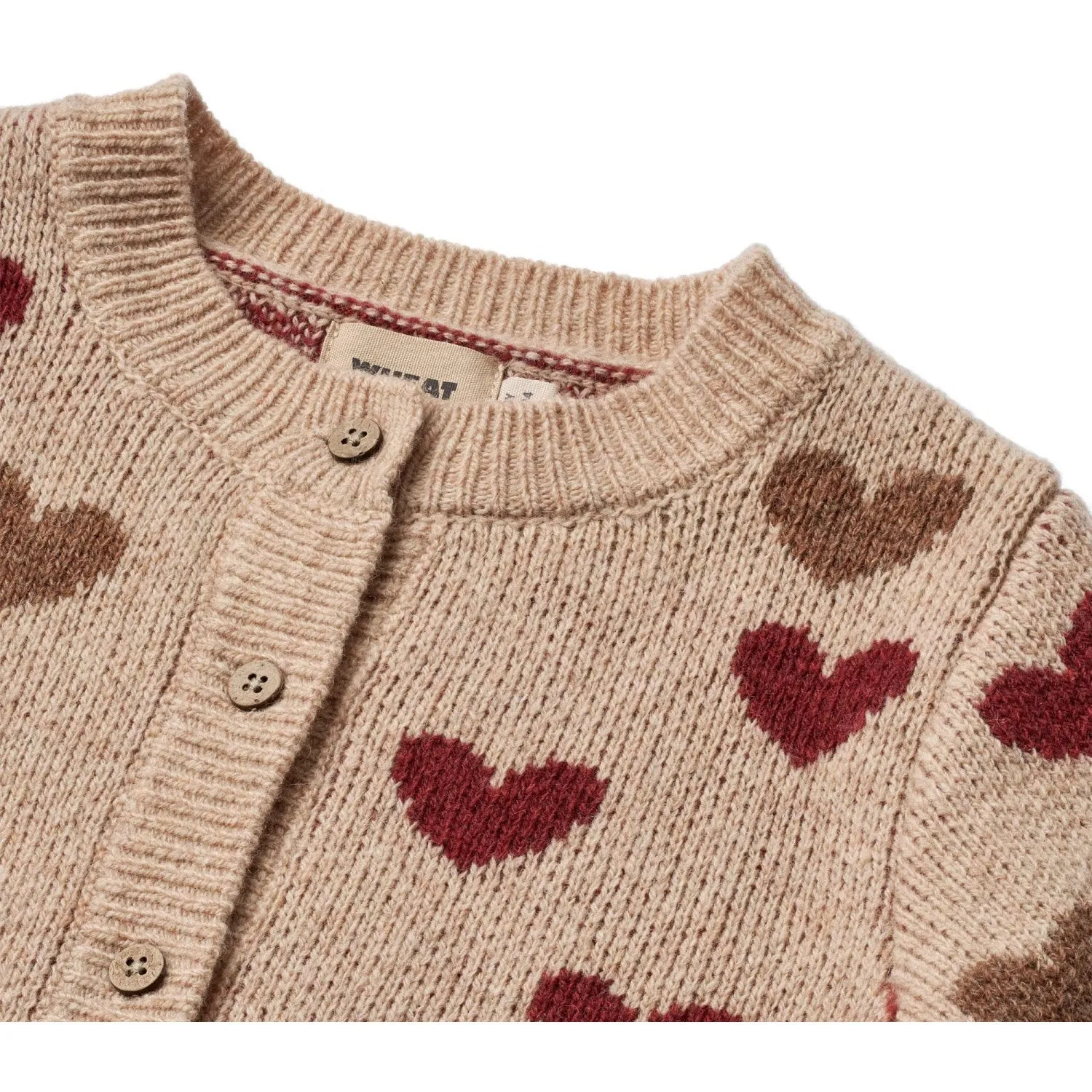 Wheat Offwhite Jacquard Cardigan Hearts