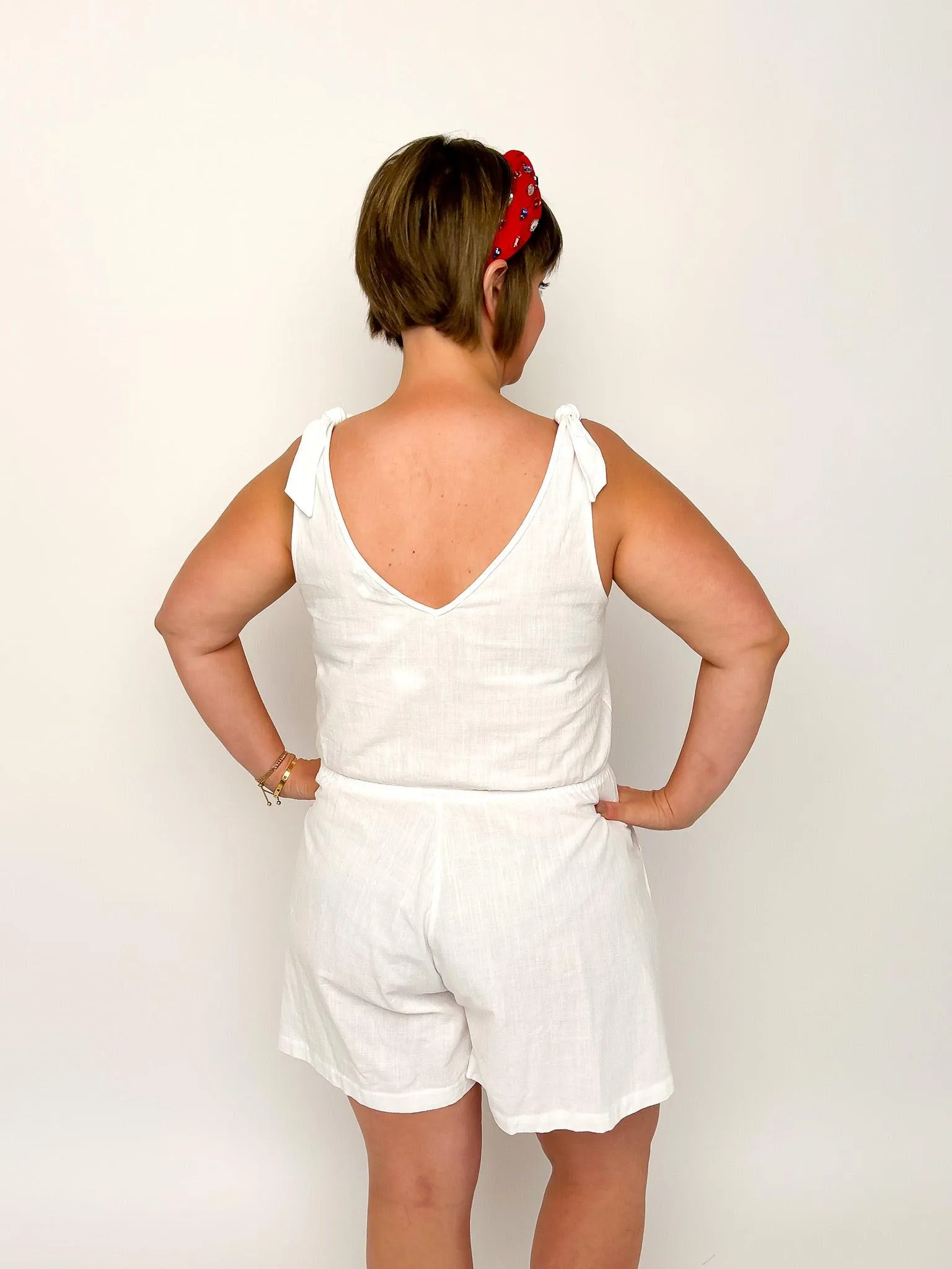 White Button Romper