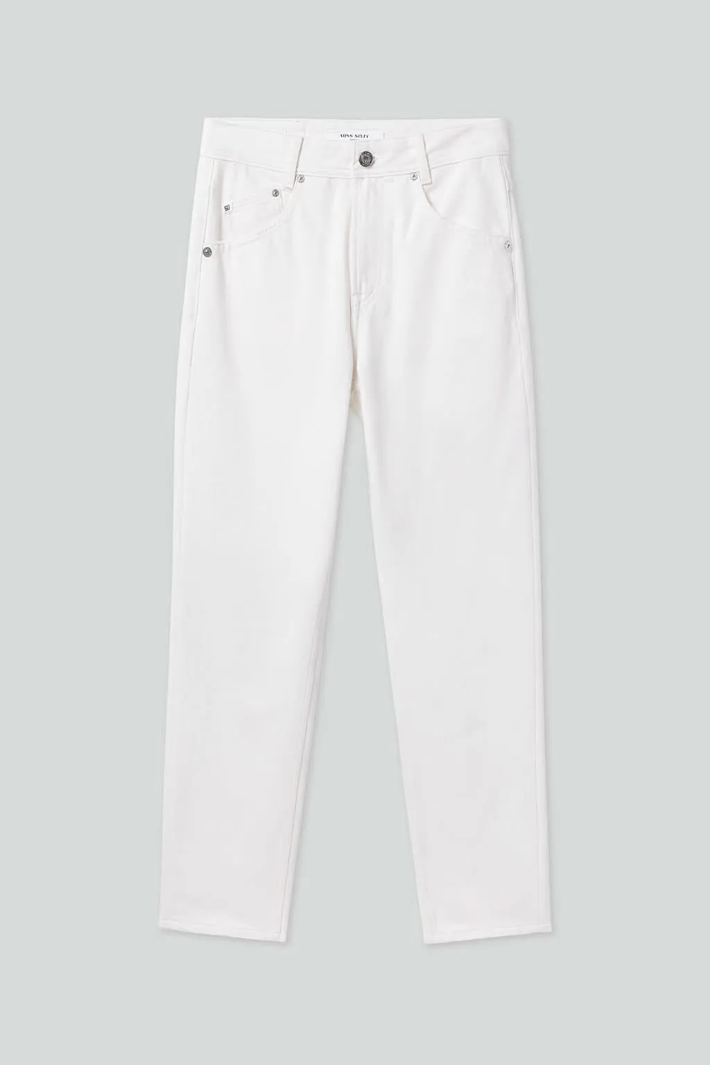 White Low Rise Cashmere-Blend Jeans