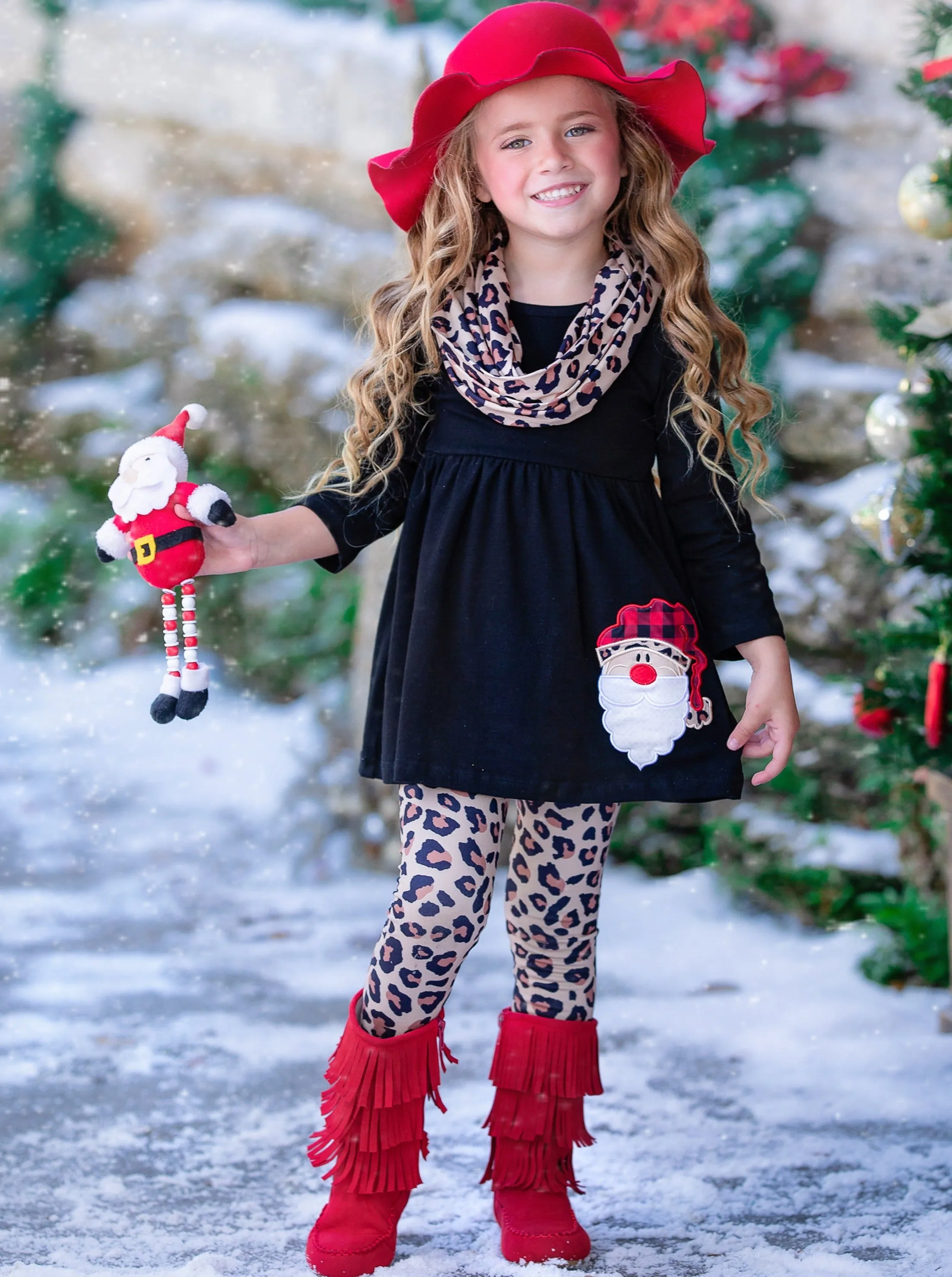 Wild For Santa Tunic, Scarf, And Legging Set