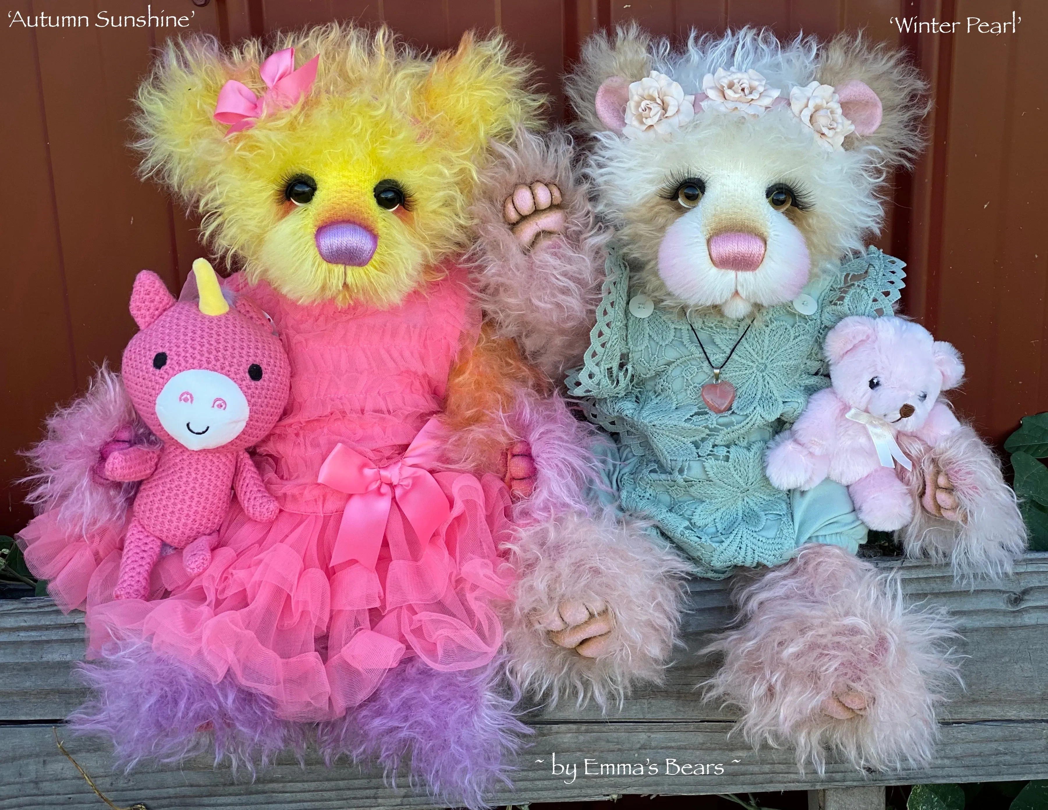 Winter Pearl - 18" Hand-Dyed Mohair Artist Baby Bear by Emma's Bears - OOAK