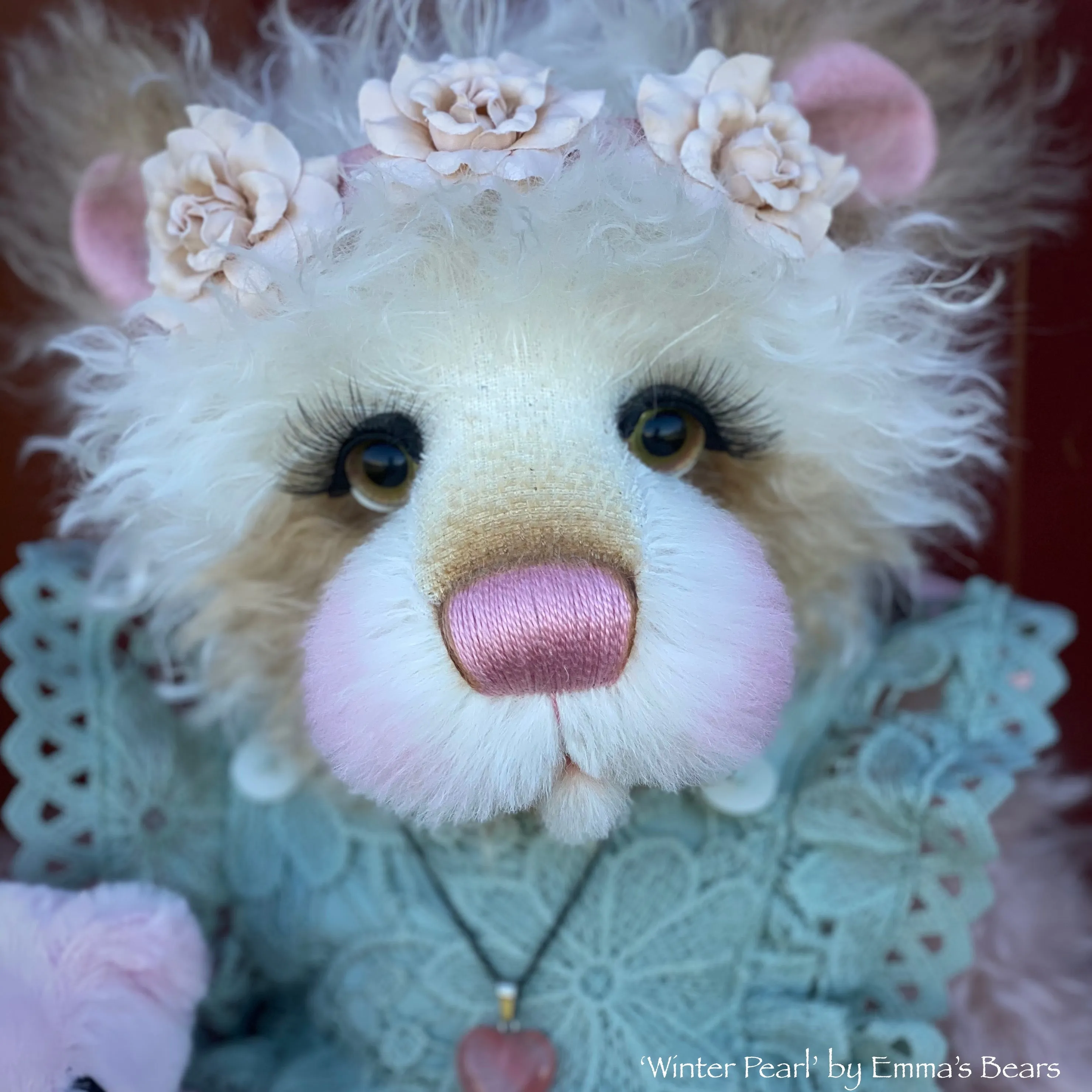 Winter Pearl - 18" Hand-Dyed Mohair Artist Baby Bear by Emma's Bears - OOAK