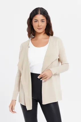 Women Beige Waterfall Cardigan