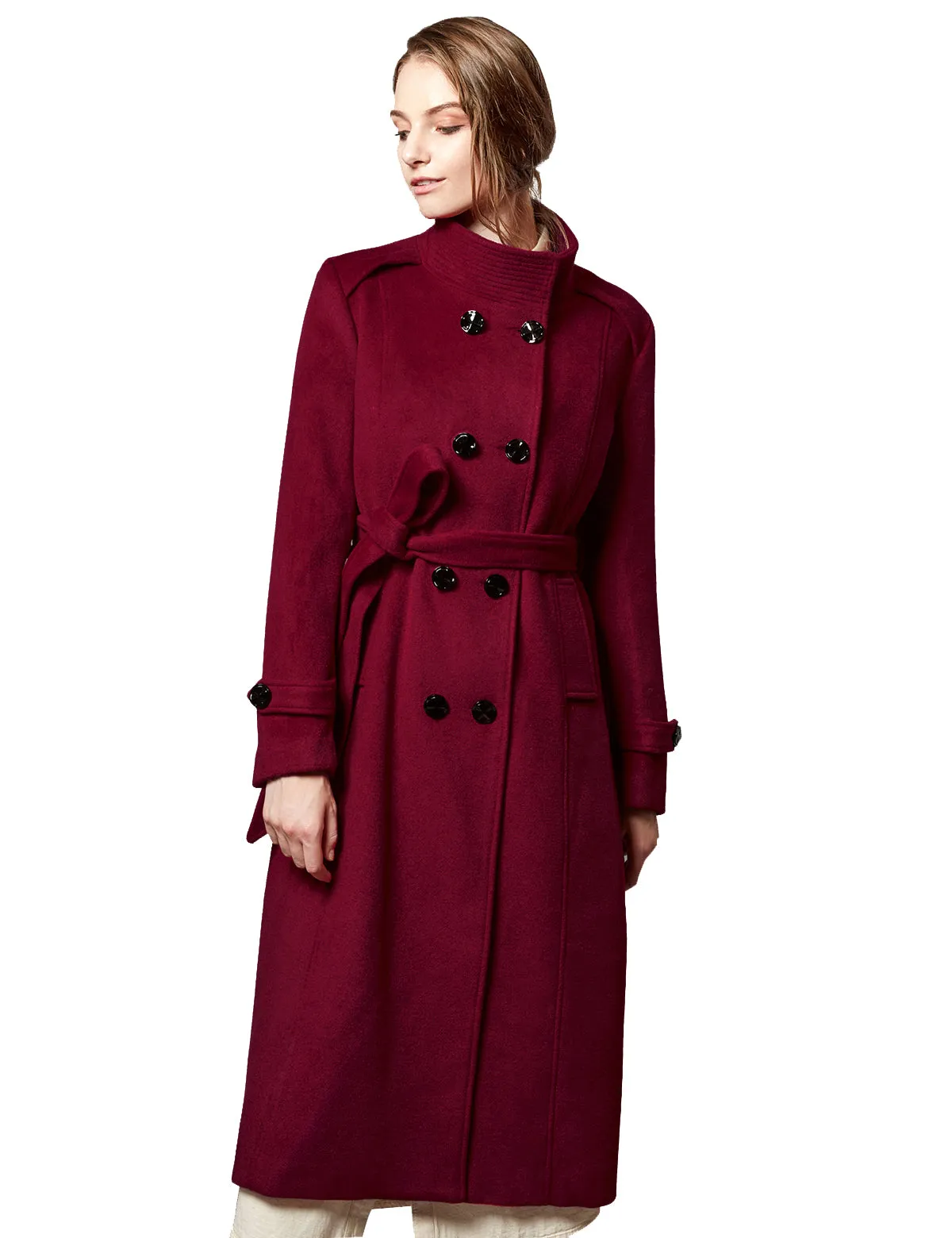 Women Wool Trench Coat With Belt