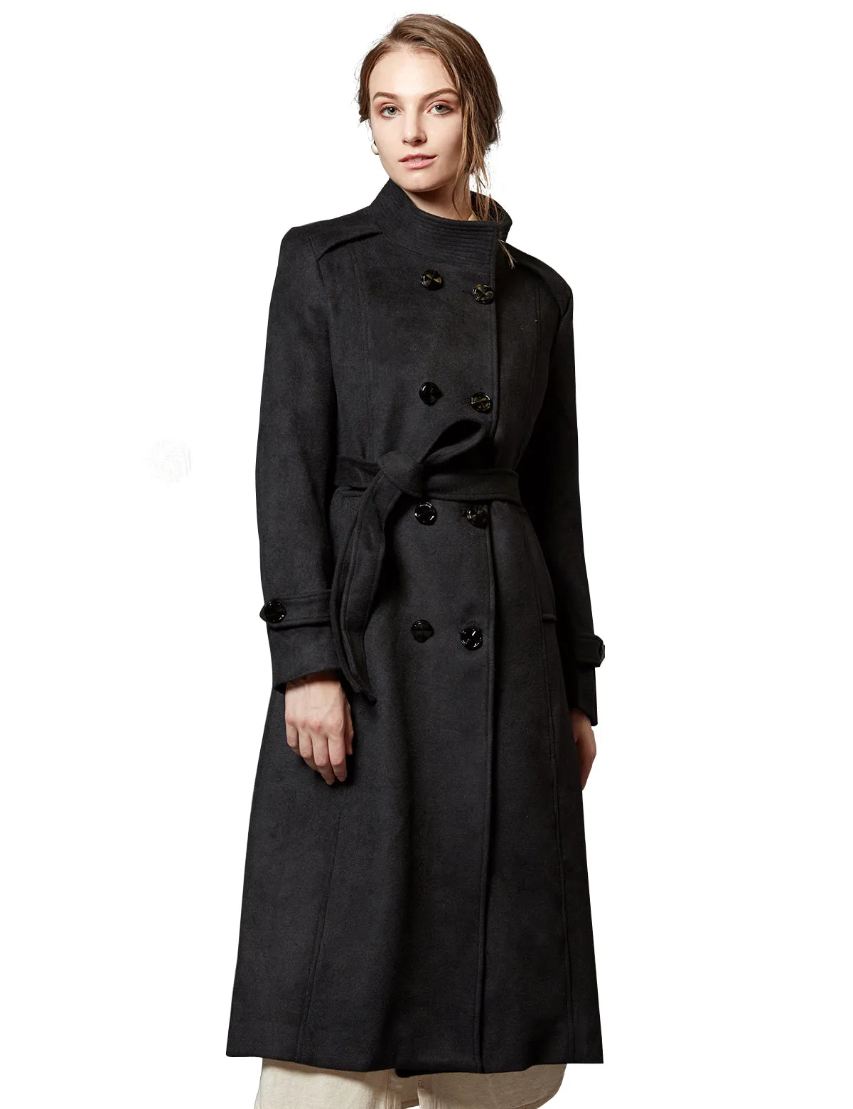 Women Wool Trench Coat With Belt