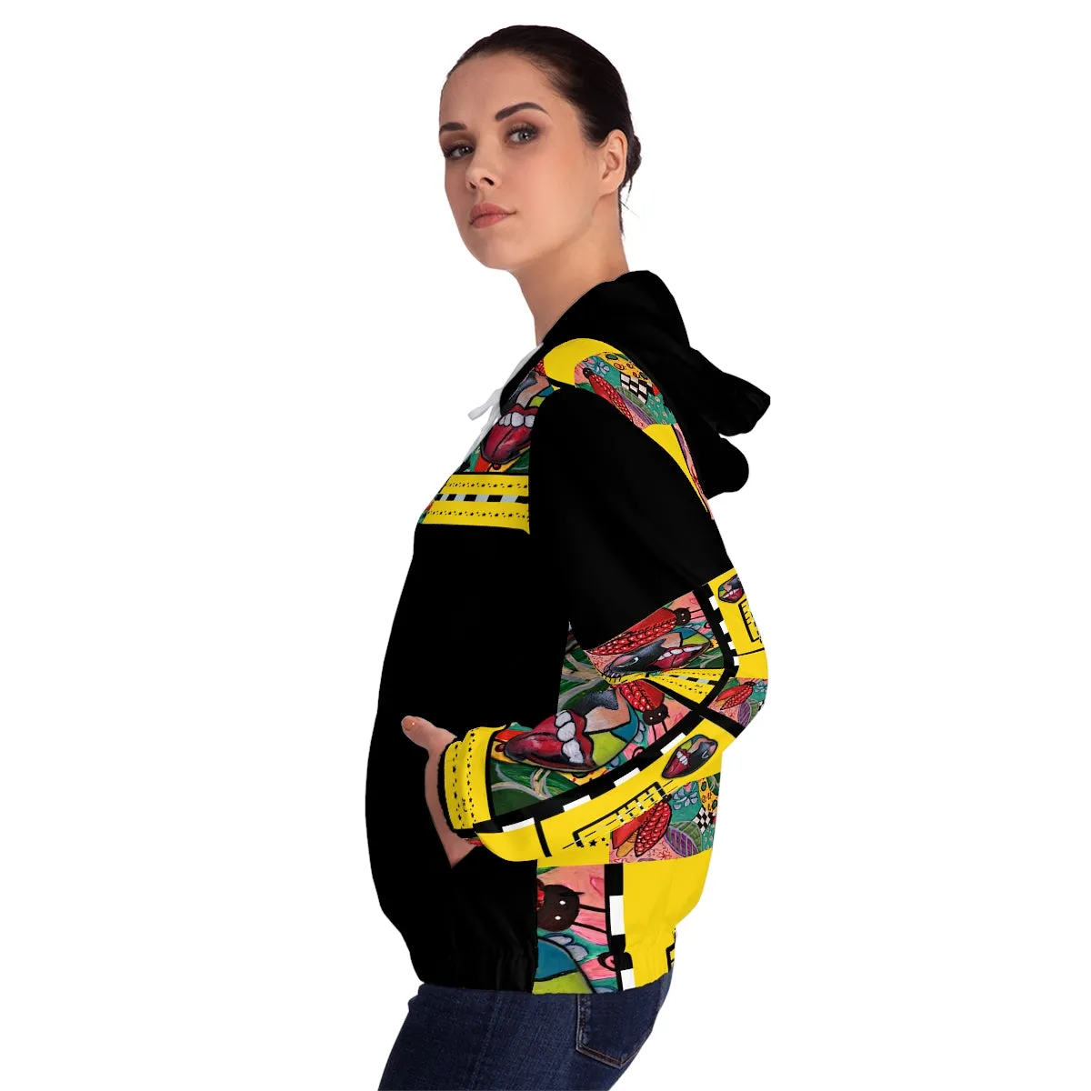 Women’s Full-Zip Hoodie (AOP) PEBBLE TONGUE ART