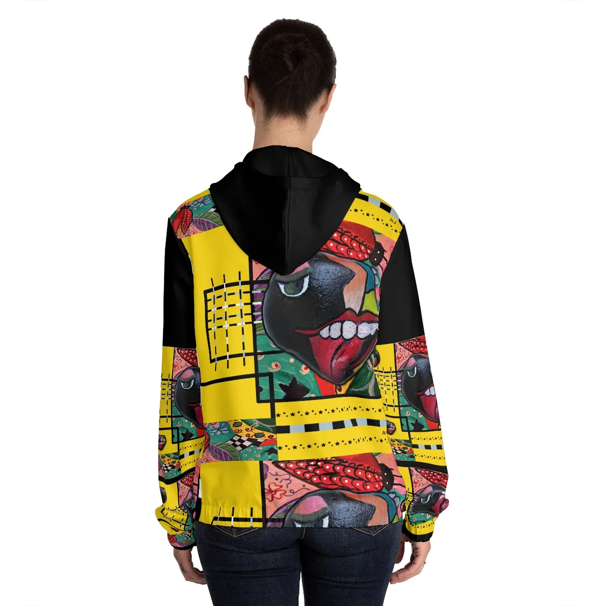 Women’s Full-Zip Hoodie (AOP) PEBBLE TONGUE ART