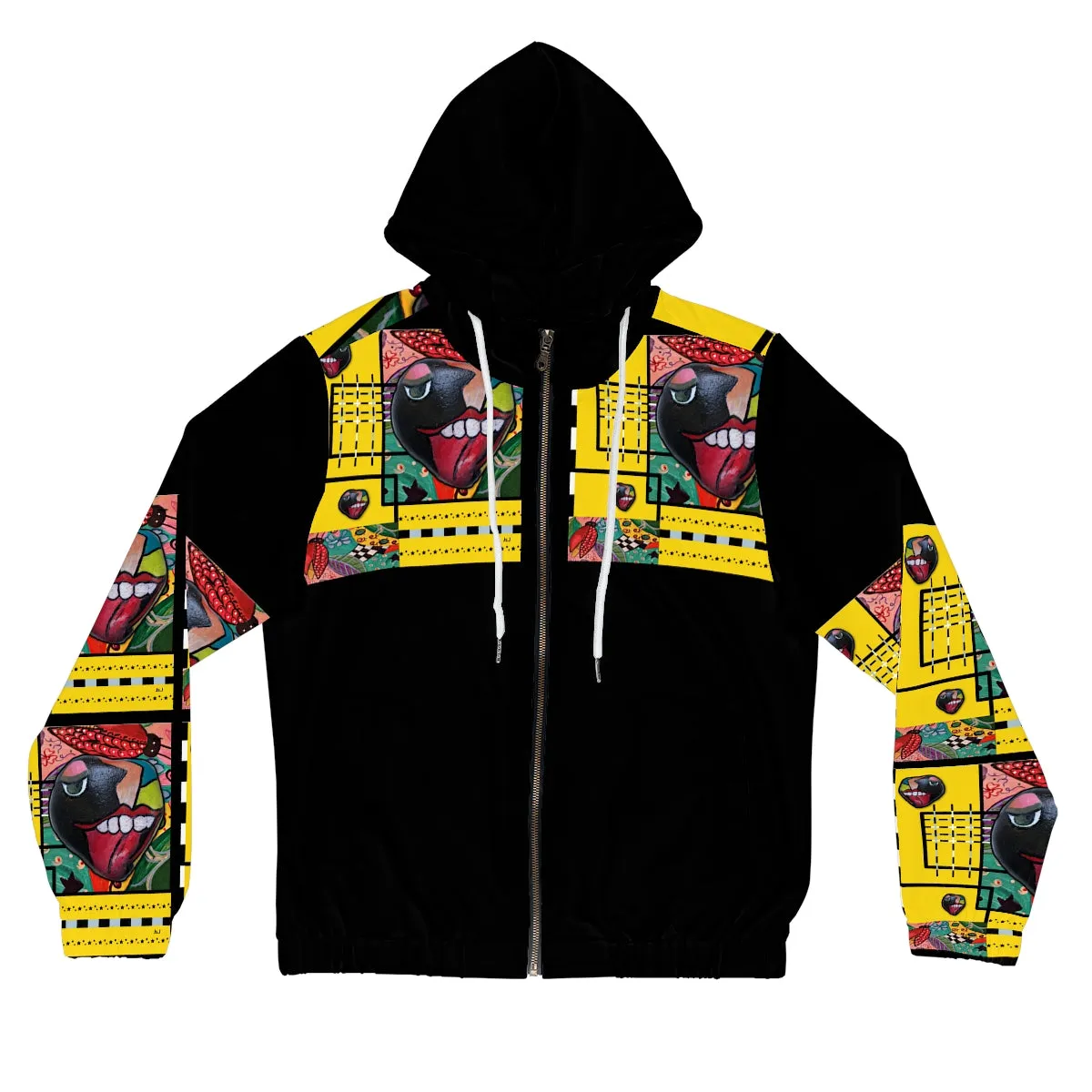 Women’s Full-Zip Hoodie (AOP) PEBBLE TONGUE ART