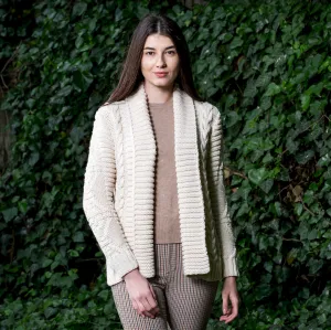 Women's Heavy Knit Open Front Aran Cardigan