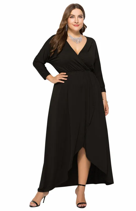 Women's Plus Size Solid Deep V Dress