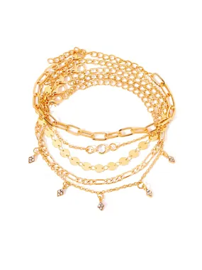 Yellow Chimes Combo Bracelets for Women Multilayer Chain Gold Plated Combo of 5 Pcs Bracelet Set for Women and Girls