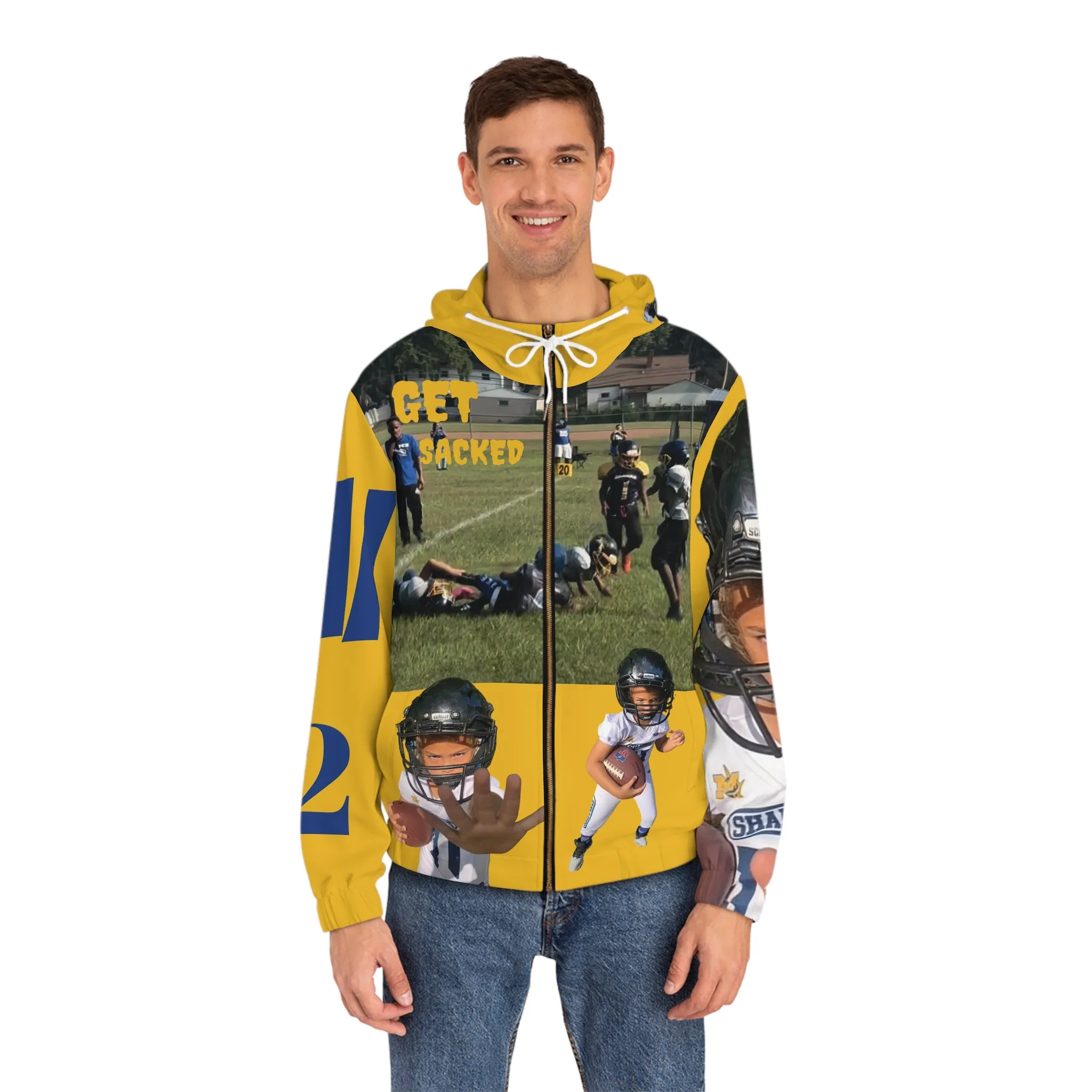 Yellow Men's Full-Zip Hoodie (AOP)